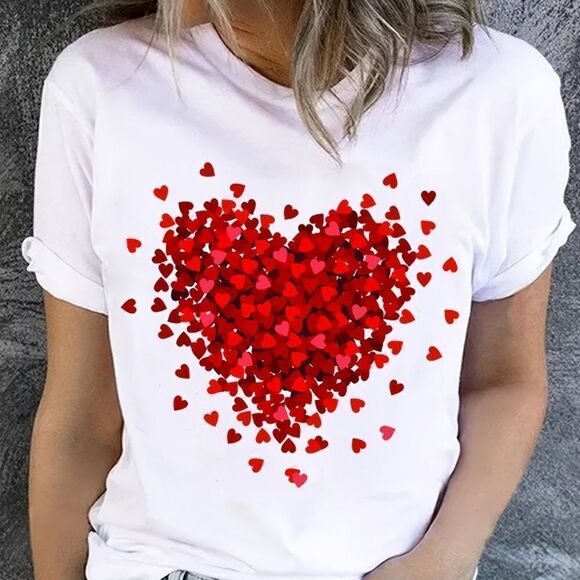 Valentines Day Tee Cluster Bursting Heart Crew Neck Size Large NWOT - Picture 1 of 5
